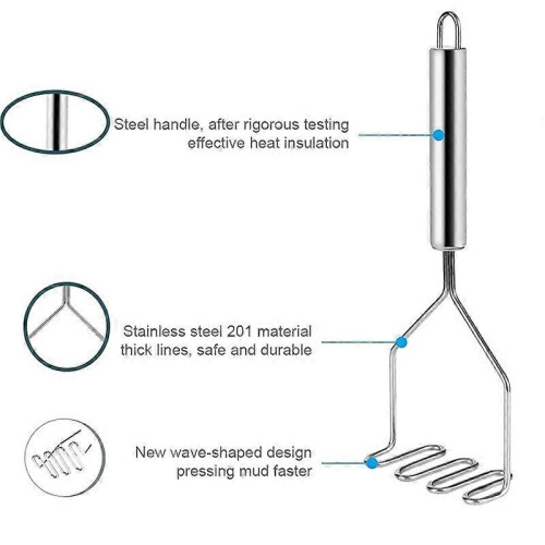 Potato Masher Cutter Tool Stainless Steel Potato Press Crusher Kitchen Gadget Tools 1