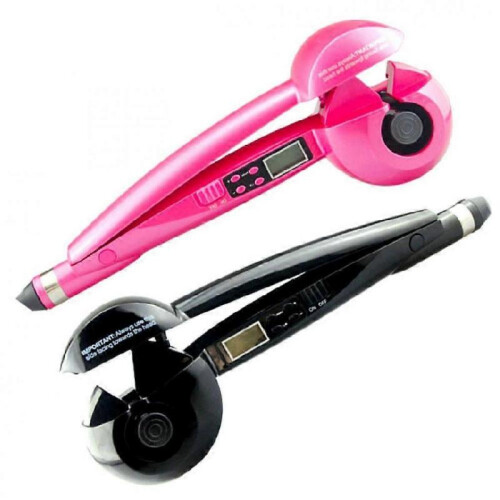 (UK plug, Black) Automatic Hair Curler Self Priming Ceramic Curling Iron Temperature Control LCD Screen Display Professional Roller 1