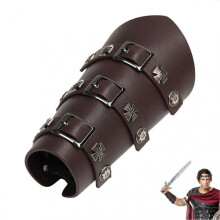 (Dark brown) Medieval Arm Guards Halloween Viking Cosplay Accessories Buckle Bracers