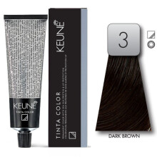 Keune Tinta Color 3 DARK BROWN 60ml Tube | Professional Hair Dye Developer | Permanent Hair Color