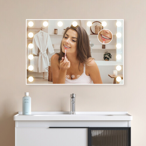 Hollywood Mirror with 17 LED Bulbs USB Port Vanity Mirror Tabletop 2
