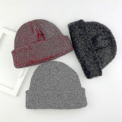 Unisex Solid Color Watermelon Hip Hop Knit Wool Hat Snow Capwhite 2