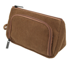 Kosmetiktasche aus Kordstoff für Damen und Mädchen, Große Kapazität, handlich, braun