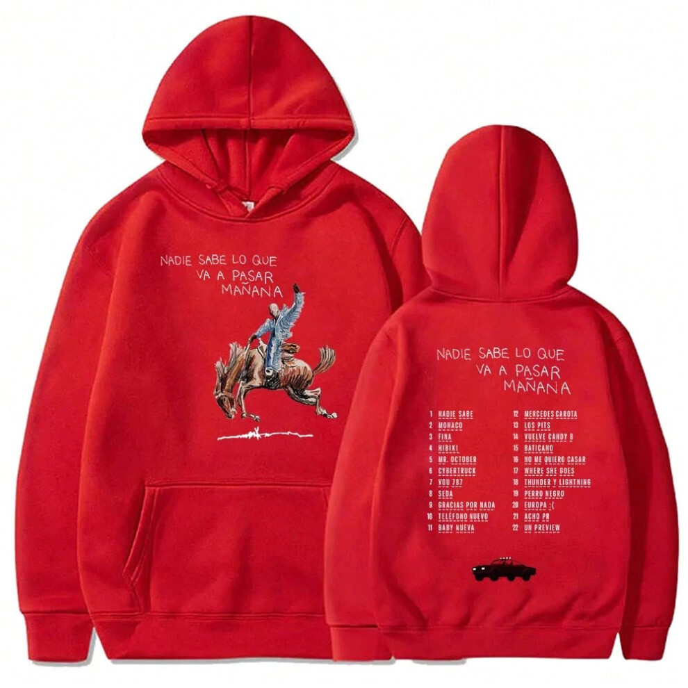 (Red, XXL) Bad Bunny Nadie Sabe Lo Que Va A Pasar Manana Merch Hoodies Winter Men Women Hooded Nadiesabe Sweatshirt Tops Gift-image-OPC-PJGNKDV-NEW