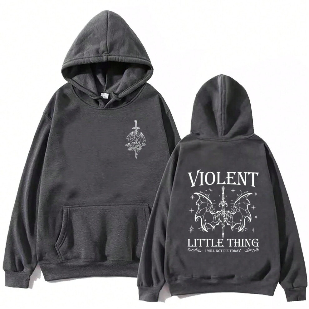(dark gray, XXXL) Violent Little Thing 2024 Hoodie Tops Fourth Wing Fan Gift Sweatshirt Dragon Rider Long Sleeve Regular Spring and Summer Unisex-image-OPC-PJGNM99-NEW