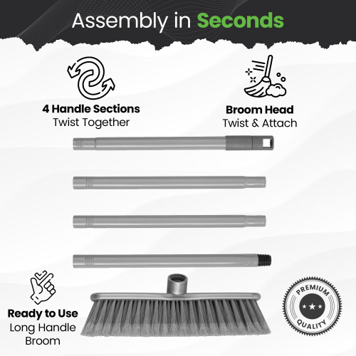 Soft Indoor Broom, Multi-Section Long Handle Brush 1