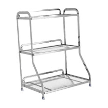 Organizador de tocador de tres niveles para encimera, acabado plateado, para cocina y baño.