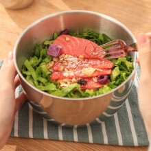 Mixing Bowl Kühlschrank Geschirrspüler-Sicheres Dickes 304 Edelstahl Servierschale mit Skala für Salat, Obst, Backen, Typ C