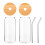 2Sets Assorted Color Glass Beverage Mugs with Straw Lid for Home Use 1