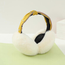 (White) Winter Warm Ear Muffs For Women Ladies Girls Soft Faux Fur Plush Ear Warmers Foldable Headband Earmuffs