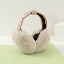 (Khaki) Winter Warm Ear Muffs For Women Ladies Girls Soft Faux Fur Plush Ear Warmers Foldable Headband Earmuffs