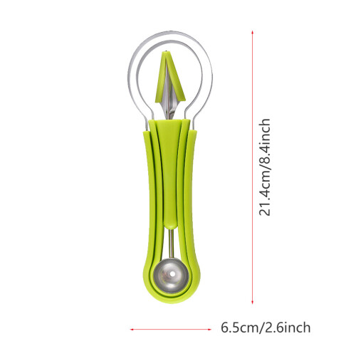 1Set Stainless Steel Fruit Carving Tool Green with Comfortable Handle 1