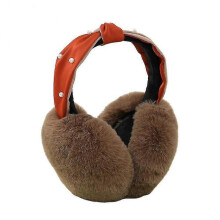 (Brown) Winter Warm Ear Muffs For Women Ladies Girls Soft Faux Fur Plush Ear Warmers Foldable Headband Earmuffs
