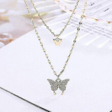 (gold) Butterfly Necklace Multilayer Exquisite Shiny Clavicle Chain Golden