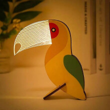 Creative Bird Wooden Night Light Resin Craft Ornament Home Decoration for Kids Gifts