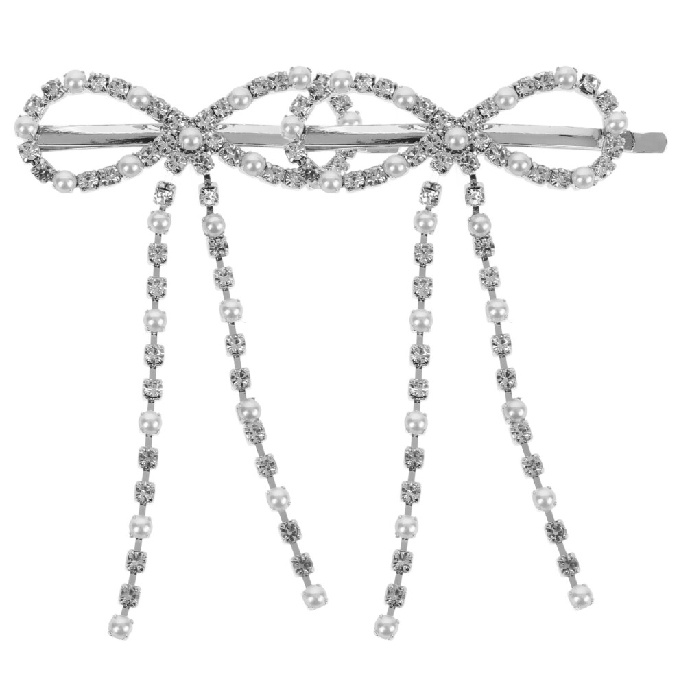 2 Pcs Mantles Bow Hairpin Bride Child 9.00x6.50x1.10cm Silver-image-OPC-PJGNS7M-NEW