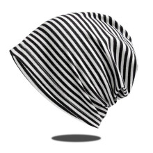 (Black) Men's Women's Baggy Striped Hat Slouch Beanie Adults Hip Hop Cap