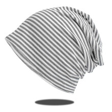 (Light Grey) Men's Women's Baggy Striped Hat Slouch Beanie Adults Hip Hop Cap