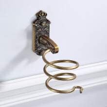 Nail Free Hair Dryer Holder   Brass  Bathroom Shelf Rack Washroom Accessories