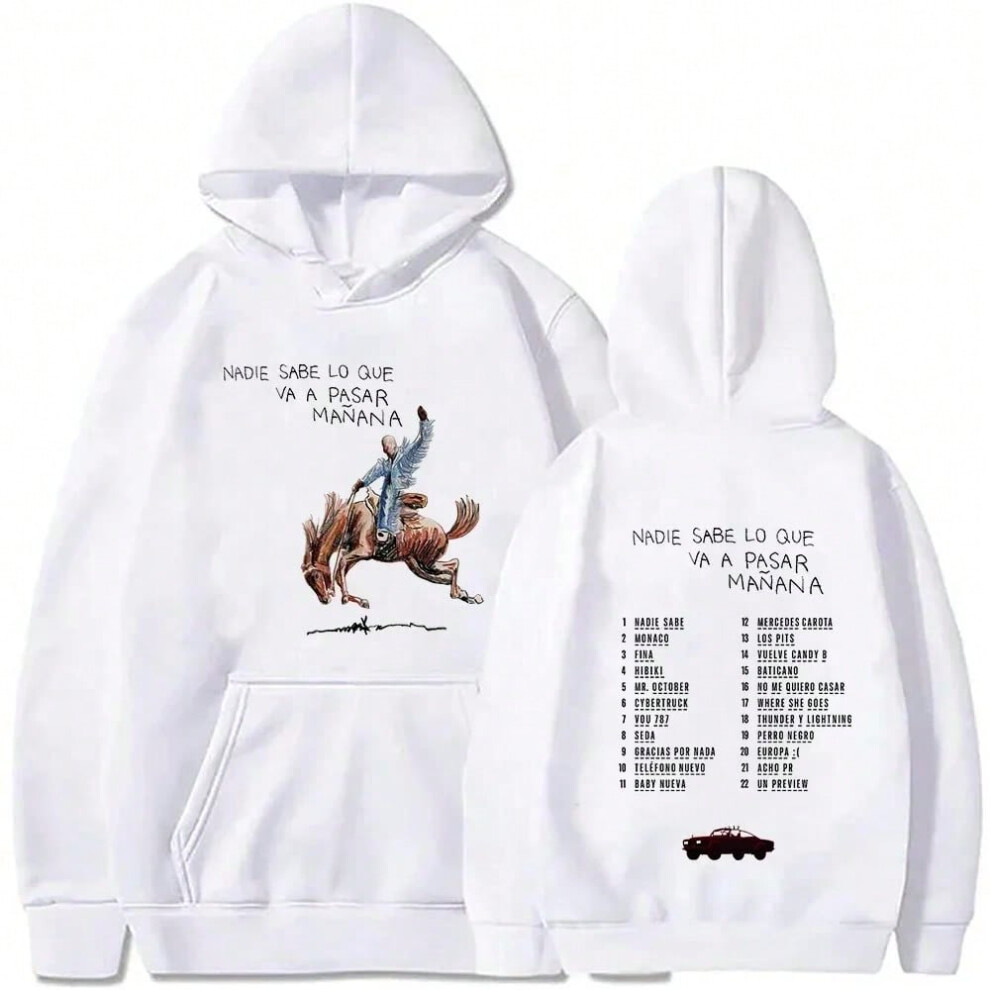 (White, XL) Bad Bunny New Album Nadie Sabe Lo Que Va Pasar Manana Sweatshirts Street Hoodies Clothes Casual Pullovers 90s Bad Bunny Hoodie-image-OPC-PJGNT87-NEW