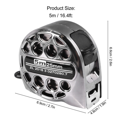 Stainless Steel Double-Sided Measuring Tape 5m/16.4ft Retractable 1