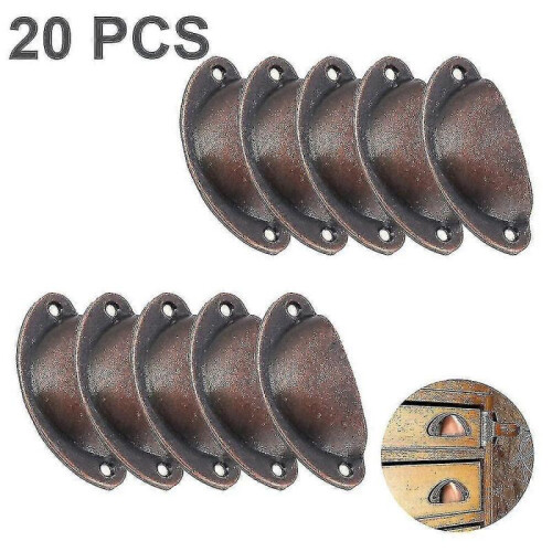 (Red bronze) 20 Pack Hole Spacing Vintage Style Pulls Cup Pull Handles Knobs