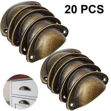 (Green bronze) 20 Pack Hole Spacing Vintage Style Pulls Cup Pull Handles Knobs