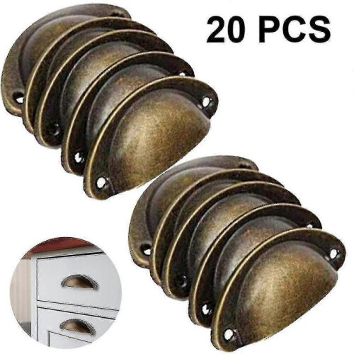 (Green bronze) 20 Pack Hole Spacing Vintage Style Pulls Cup Pull Handles Knobs