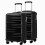 (Black, 24+28inch) British Traveller-3Pcs ABS Hard Shell Suitcase Set 1