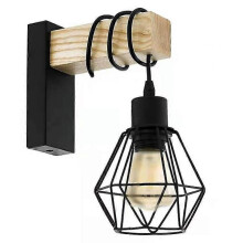 Vintage Wall Light Wooden Wall Lamp Industrial Black Diamond Cage Wall Sconces Indoor Lighting