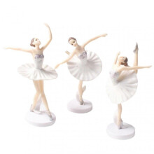 (white) 3pcs Dancing Girl Toy Elegant Home Decor Long Service Life Ballet Girl Cake Picks For Kids
