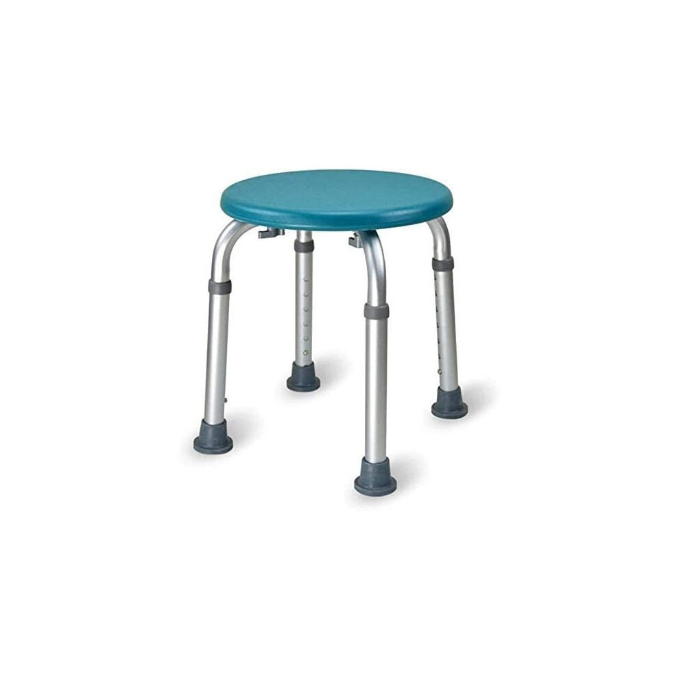 Green Round Bathtub Shower Stool, Adjustable Height Aluminum Frame, Pe Blow-Mold Seat, Bath Aid For Seniors And Disabled