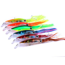 (JIZ001-6:14CM/40G) Skirted Squid Lure 1pcs 14cm/40g Hard Body Trolling Tuna Fishing Lure