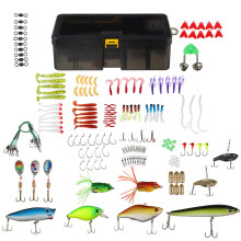 (#1: 168pcs) 168/169 Pcs Fishing Lures Artificial Hard Bait Metal Hooks Shrimp Bass Salmon Fishing Tackle