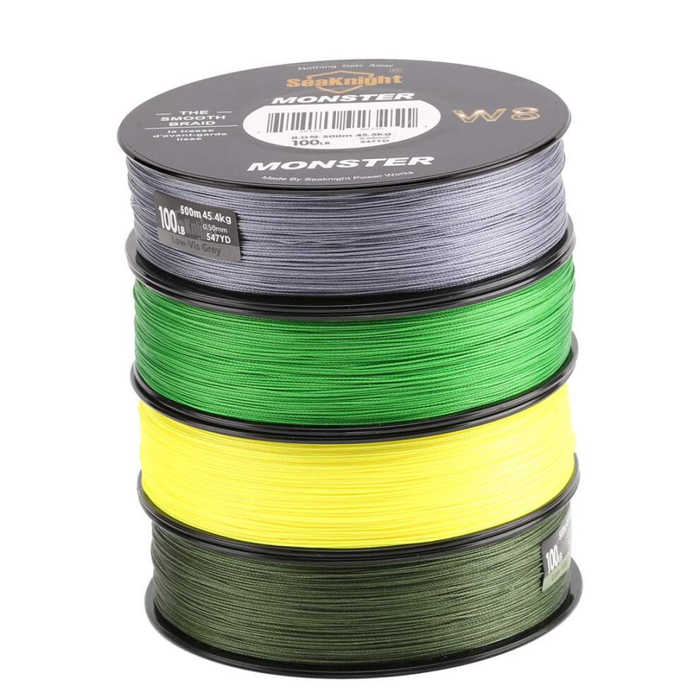(Green, 1) 500M/546YDS W8 Braided Fishing Lines 8 Weaves Wire Smooth PE Multifilament Line-image-OPC-PJGP5X7-NEW