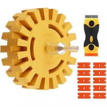 12pcs Eraser Wheel Decal Remover 4 Inch Adhesive Sticker Vinyl Remover with Plastic Razor Blades&drill Adapter