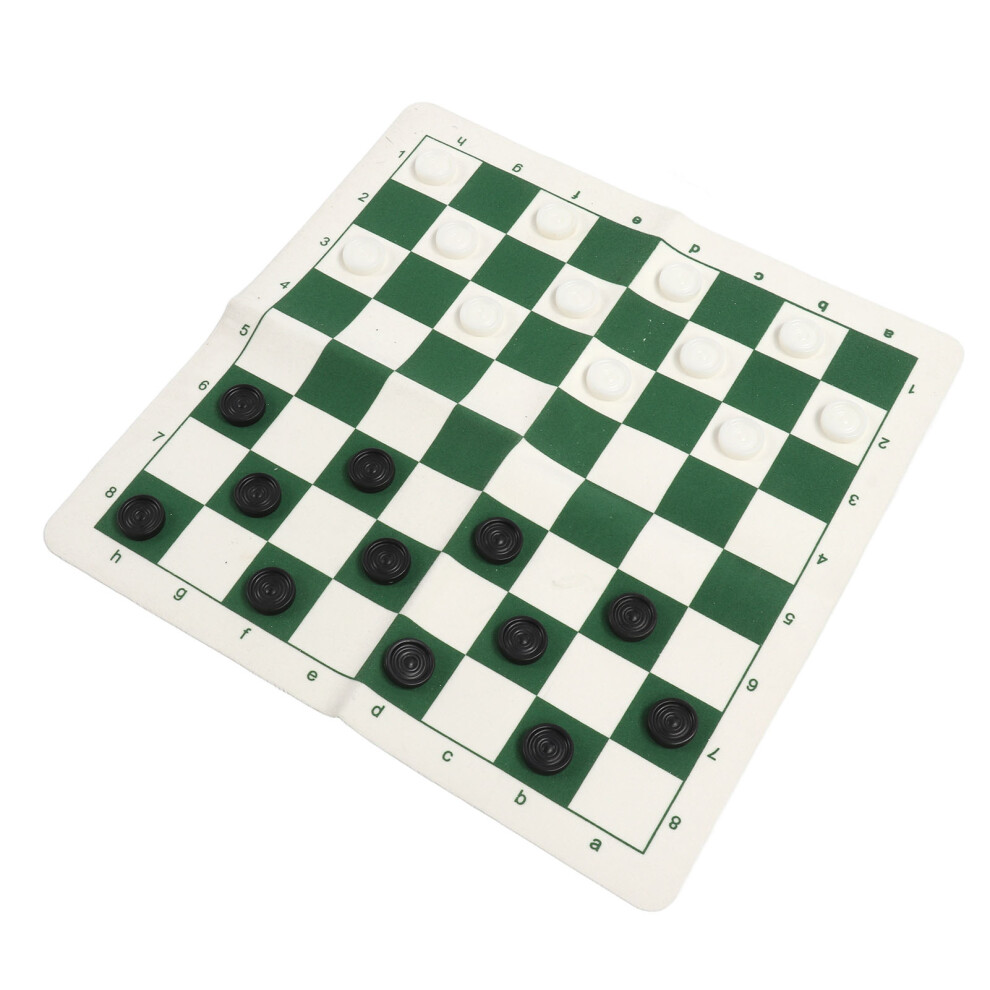 Kids & Adults Roll Up Chess Checkers Set with 24 Pieces and Storage Bag Green-image-OPC-PJGP6BZ-NEW