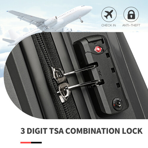 (black, 14+20inch) 20/24/28Inch Suitcase Set Spinner Hard Shell PPLuggage Set 1