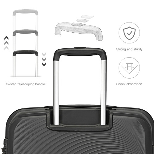 (black, 14+20inch) 20/24/28Inch Suitcase Set Spinner Hard Shell PPLuggage Set 2