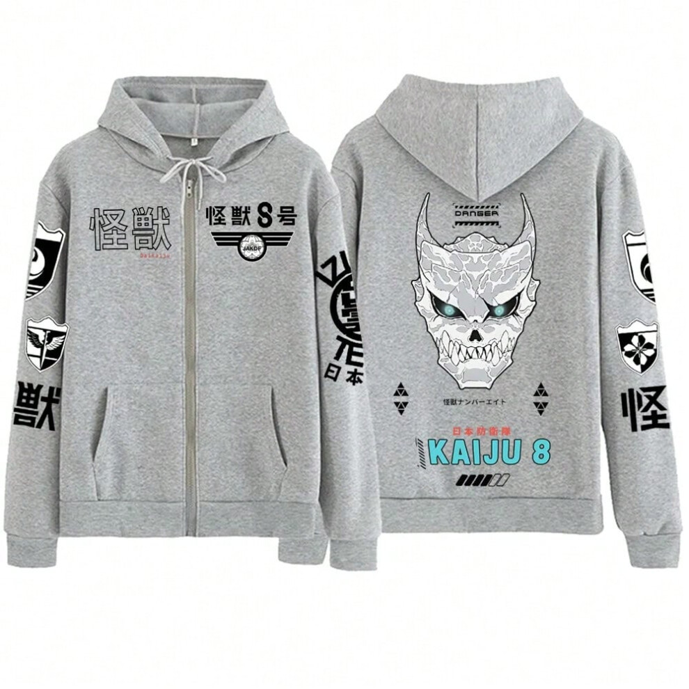 (gray, XXL) Anime Kaiju No 8 Zipper Hoodie Harajuku Hip Hop Pullover Tops Sweatshirt-image-OPC-PJGP8T7-NEW