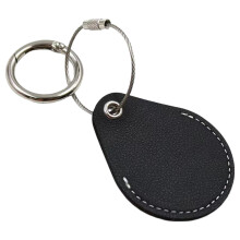 Tracker Holder Drop-Shaped PU Leather Case Protective Cover With Metal Ring Lock For Cats And Dogs Black