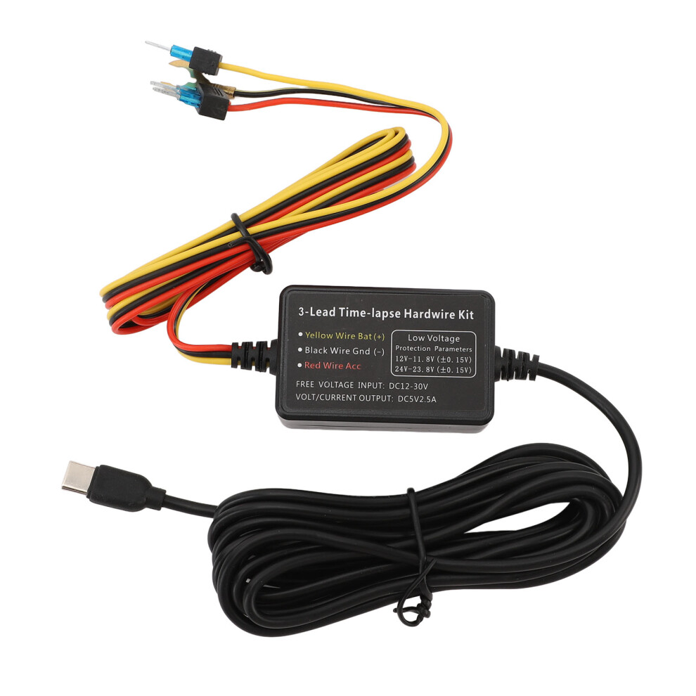 Dash Camera Hard Wire Kit 12Vâ30V To 5V Type C Power Cable For Gps Detectors 6921338008367