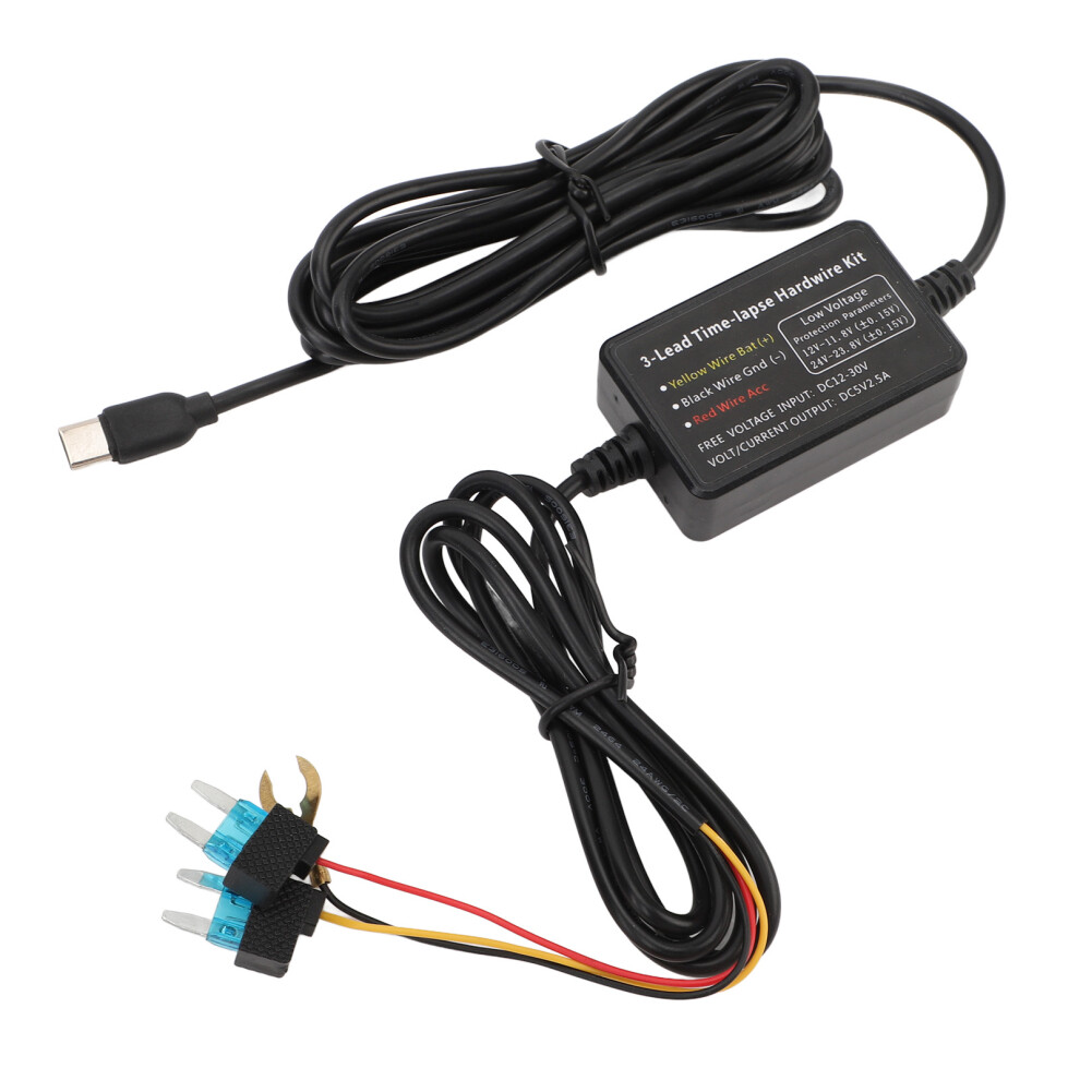 3.2M Type C Dash Cam Power Cord Hardwire Kit 12Vâ30V To 5V Adapter 3311338012205