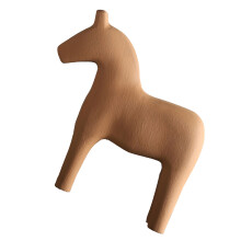 Pferdefigur aus Kiefernholz khakifarben bemalt S