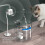8 Stück Katzenbrunnen-Filter Blau-Weiß Baumwolle 4