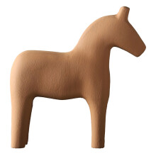 Holzpferdefigur 1 Stück handbemalt khakifarben Größe L