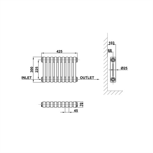 AICA (Black, 300*425mm) Traditional Cast Iron Style Radiators 2