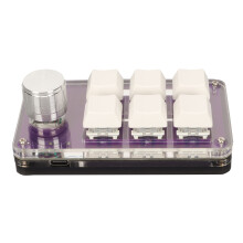 6-Key Mini Mechanical Keypad with RGB Blue Switch & Knob, DIY Wired Transparent Purple