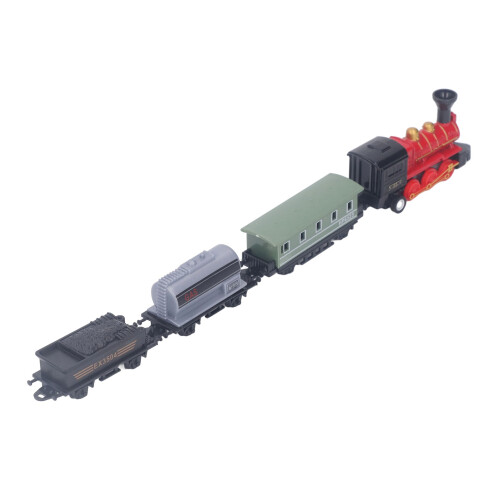 Vintage Alloy Steam Train Model Toy, Red, Pull Back Educational for Kids 1