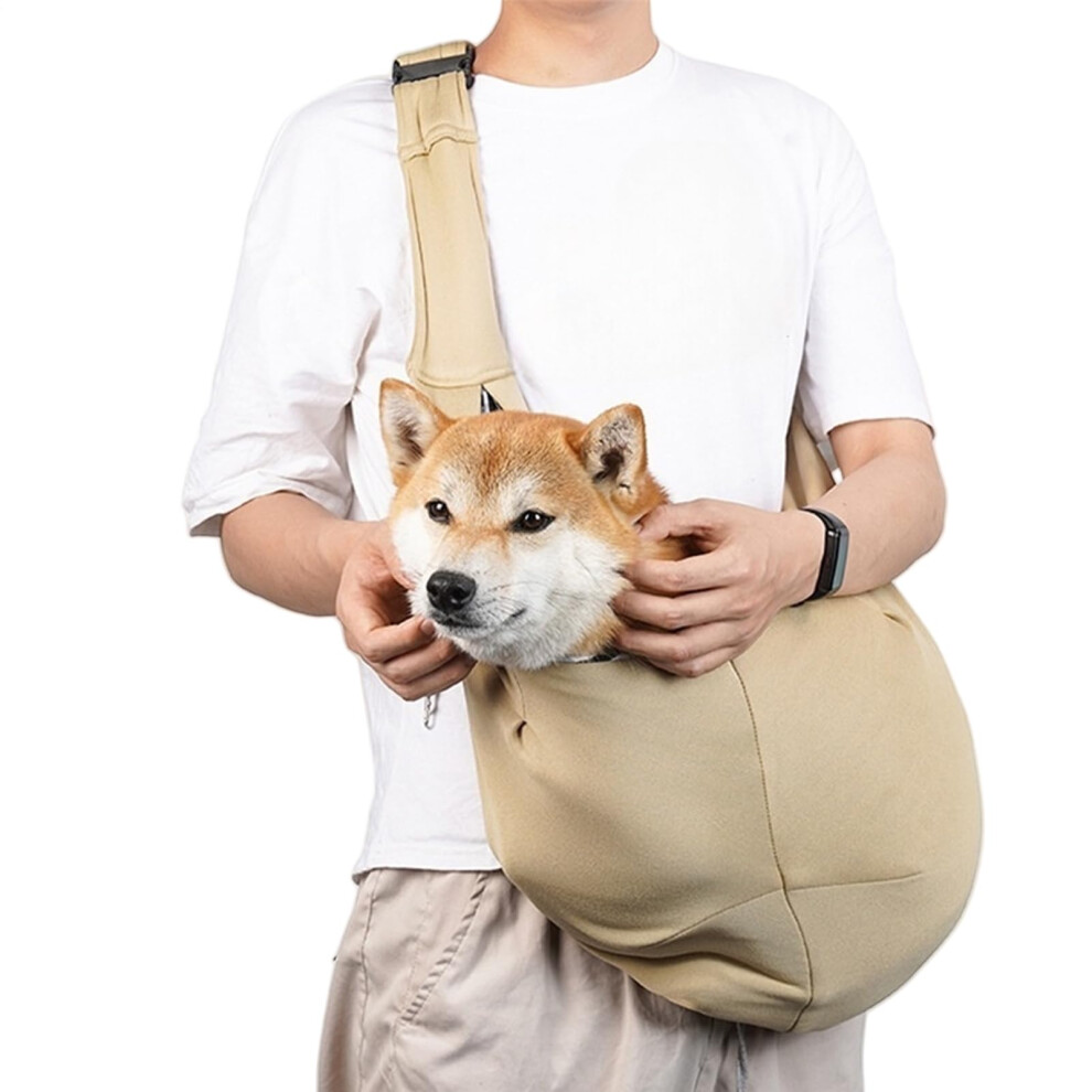 Dog Shoulder Bag Breathable And Comfortable, Adjustable Shoulder Straps, Lightweight Hiking And Daily Walks, Khaki